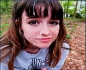 Who is this pretty brunette with freckles and cum on her face in the forest? from fucked pretty girl with ponytails and cum on her face