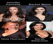 Jennifer Connelly, Rachel weisz, Uma Thurman, Sarah Silverman... Ass / Pussy / Mouth from sarah b ass