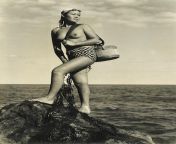 Japanese Free-Diving Fishing Woman (1950) from quadruple fishing woman
