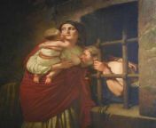 This painting of a woman breastfeeding an old man in a prison cell was sold for 30 million. A man was sentenced to &#34;death by starvation&#34; for stealing a loaf of bread. His daughter breastfed him on daily visits as she was searched. He survived 4 m from kind woman breastfeeding hungry puppies
