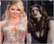 WYR see alexa bliss fuck Lauren cohan with strapon in the ring or tity fuck her with strapon infront of people? from lauren cohan tongue