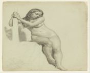 Daniel Huntington - Female Nude Perched on a Stool (1858) from daniel padilla penis nude cockla gosal