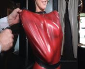 trying on a latex straitjacket! from latex straitjacket