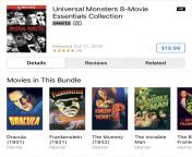 Universal Monsters 8 movie collection , &#36;19.99 from xxx movie collection