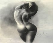 Sold! Nude Female Figure Drawing. Charcoal on paper 12 x 16&#34; 2018 from drawing tattoos on pussy