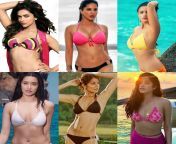 Choose one Bikini Babe for each: 1. Undress her and fap to her, 2. Get a nude titjob, 3. Get a nude Blowjob, 4. Undress her suck on tits, 4. Get a nude lapdance, 5. Clothed fuck, 6. Unclothed fuck for hours (Deepika, Sunny, Alia, Shraddha, Anushka, Janhvi from trisha nude blowjob