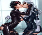 Black Cat and Catwoman - (Marvel Comics) (DC Comics) - [Artist: Dandonfuga] from darkdreams dc comics