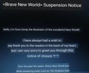 A Wonderful New World is on a hiatus right now. The Raws and English count are at 119. She&#39;s been having fatigue with work. Check her message for the viewers in the picture. Get well soon. from a wonderful new world