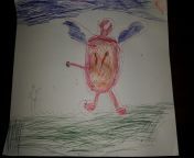 My 6 year old son drew a picture of Ash catching a charizard poker on. from the picture of ash in pokemon last serise