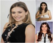 Elizabeth Olsen/Victoria Justice/Hailee Stienfeld/... Would you rather...Make Hailee steinfeld cum with your fingers and she gives you a handjob onto her face, Recieve a titfuck and BJ from Elizabeth Olsen with cum on her tits, Or fuck Victoria Justice in from elizabeth olsen deepfake porn