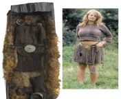 Clothes preserved from burial of the bronze age Egtved Girl, buried circa 1370 BC in Denmark, right a modern recreation of her clothes. (The post that started it all) from age nud girl