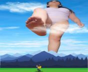 Unaware Giantess from giantess growth female muscle growth