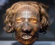 Mokomokai, or Toi moko, are the preserved heads of M?ori, the indigenous people of New Zealand, who their faces have been decorated by t? moko tattooing. They became valuable trade items during the Musket Wars of the early 19th century.[689x640] from style matako makubwa kanga moko