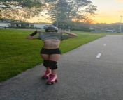 Flashing my tits while skating with my boyfriend from with womansex