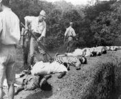 Captured soldiers of the British Indian Army who refused to join the INA (Indian National Army) executed by the Japanese. c.1943. from of xxccww xxx indian mob