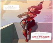Marvel spider girl sunny day cartoon pinup commission by hugotendaz from schooly girl sunny leon