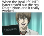 What if the (real-life) NTR hater discovered the real Death Note? from nepali bf xxx hdeoan girl real death