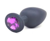 Black Silicone Anal Plug Large w/ Purple Diamond - Butt Plug Anal Daytona from kittyxkum anal plug