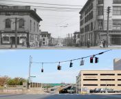 Morgan Street from the corner of Main Street in Hartford, Connecticut, in 1906 and 2016 from 2525 view from main street jpg