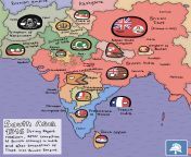 Counrtyballs map of South Asia, 1916 from south asia