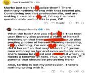 someone was complaining they got punished by mods of a sub for reporting photos of a girl in revealing clothing cause it was underaged the comments where interesting especially ops comment from underaged preteem