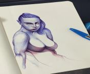 Having a great time with this ballpoint pen drawing. from pen uruppu