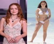 Pick one to Ride you cowgirl and cum on her tits and one to pound dogglystyle and cum on her face(Sadie Sink and Ariel Winter) from dumb tattooed slut spits on her tits and teases with ahegao face