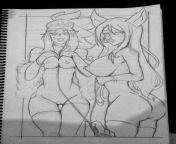 Unfinished KDA Ahri and KDA Akali in the VIP Room with a fan - Hiya guys! Im working now on the opening of the requests from the third batch! This one will be the opening one, tomorrow I will post it with colors! :3 Request made by KDAAhriLove! from princence chera opening