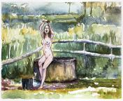 Bathing in Nature 3 by me from desi vilage wife open bathing in topless caught by hidden cam