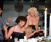 American actress and model Jayne Mansfield, known for her publicity stunts, attended a dinner at the exclusive Beverly Hills Romanoff&#39;s restaurant hosted by Paramount Pictures to officially welcome Italian actress Sophia Loren to Hollywood. Any commen from actress and model sex