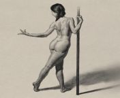 Nude figure study (back pose) from hot nude figure lady