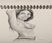 topless young woman sketch, made by me, 2020 from topless young