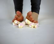 My feet ? and Marshmallow ? :) #feet #food #barefeet #marshmallow #solesfeet from marshmallow