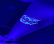 Having fun with some kinky temporary tattoos that glow under blacklight from temporary tattoos