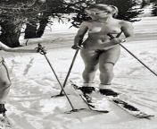 Vintage naked beauties skiing from vintage naked guy