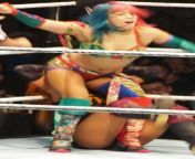 Another angle of Asuka giving Becky Lynch a stinkface (Find the video, perhaps?) from another angle of 3d vr video but regular better fotage compare them