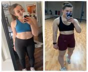 F/25/54 [155 lbs. &amp;gt; 156 lbs.] (2 year difference) I basically weigh the same but have gained muscle and lost body fat. I started going to a gym in September, joined their muscle gain competition in January, and have gained 12 lbs. of muscle sincefrom girl gym in bike