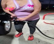I&#39;m getting a little braver in public. I (40F) stopped off to pump gas last night and my girlfriend dared me to start undressing. She took pics of my tits, ass and pussy! A month ago, before I started posting in here, I NEVER would have done this. from crucified in public