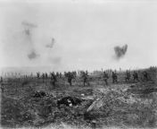 29th Infantry Battalion advancing over No mans Land through the German Barbed Wire and Heavy Fire during the Battle of Vimy Ridge, 1917 from vimy
