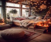 Dark Boho Bedroom Decor Inspiration With Candles and String Lights from boho