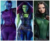 Which Guardians of the Galaxy girl would you fuck while theyre in costume? Karen Gillan (Nebula), Zoe Saldana (Gamora), Pom Klementieff (Mantis) from guardians of the galaxy gamora tony stark xxx