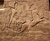 Posting Ancient Egyptian stuff every day until I forget or give up, Day 7: Relief of Seti I battling Libyans whilst atop his chariot, from the North Wall of the Great Hypostyle Hall at Karnak. from silpa seti xxxinha