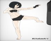 Mikasa Ackerman Topless Kickboxing from mikasa ackerman yuri