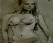 AI generated nude female breasts portrait from ai generated nude girl young