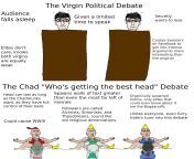 The Virgin Political Debate vs The Chad &#34;Who&#39;s getting the best head&#34; Debate from debate xxx video pgদেশী দম্পতি থেকে কাপ্তাই সস্নেহ এবং সেবন শট দwest bengal sonagachi siliguri sexyvidot videos end girly