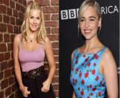 Would you rather... cowgirl anal with Elisha Cuthbert while you grabbing her tits from behind + deep creampie, OR, tie Emilia Clarke to a bed and spread-eagle pussyfuck her + creampie? from emilia clarke deep fakes poses