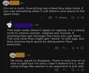 The myth in question theyre talking about is the myth that lots of sex makes the vagina loose from the myth