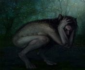 Female werewolf mid-TF from porn female werewolf