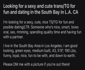 Looking for a cute and sexy TS for dating and more in the South Bay Area in L.A. from suhagraat in l