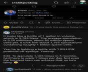 [RDTM]u/Clapsing calculates how much sperm there is on a 1 gallon bottle,and the number of times you need to ejaculate to produce a gallon of semen in 5 months from a 801 hentai